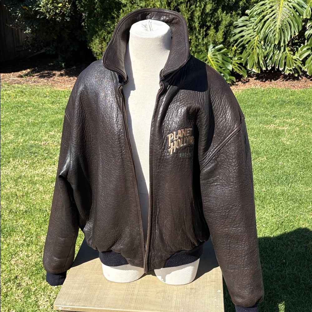 Vintage Planet Hollywood Beverly Hills  Men's Brown Leather reversible Jacket